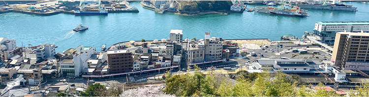 尾道海辺の街の景色画像